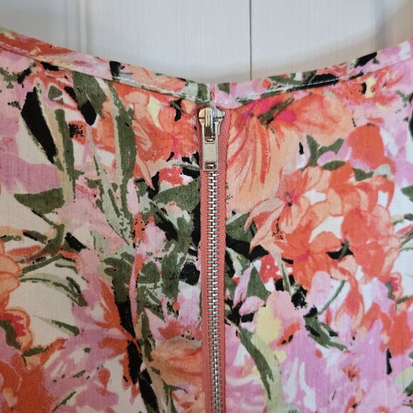 Laura Plus Pink & White Floral Print Fit & Flare Dress w/ Cut-out Neckline | 20W - Picture 5 of 8